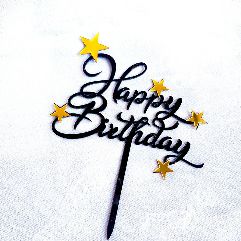 New Star Boldog Születésnapi Tortafedő Arany Aranyos Akril Tortafedő Babazuhanyhoz Születésnapi Party Desszert Kellékek Tortadíszek