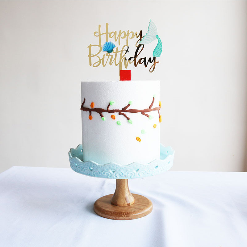 Boldog születésnapot Óceán téma Gyerekek születésnapi tortafedője Színes kagylók Sellőfarkú tortafedő gyerekeknek Születésnapi tortadíszek