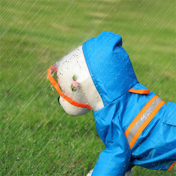 Кучешки дъждобран Светлоотразителен водоустойчив гащеризон за домашни любимци с прозрачна периферия, покриващ цялото тяло