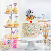 6 τμχ/ παρτίδα Love Happy Birthday Acrylic Cake Topper Balloon Birthday Cupcake Toppers for Kids Birthday Party Διακοσμήσεις τούρτας