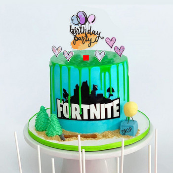 6 бр./лот Love Happy Birthday Акрилен балон за торта Topper Birthday Cupcake Toppers Decor for Kids Birthday Party Cake Decorations
