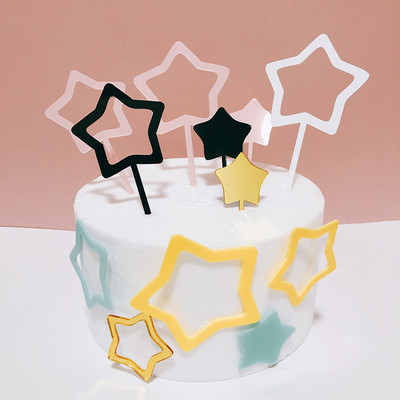 5 buc Ins New Wedding Acrilic Cake Topper Cute Star La mulți ani Cupcake Topper pentru petrecerea de aniversare Decoratiuni pentru tort Baby Shower