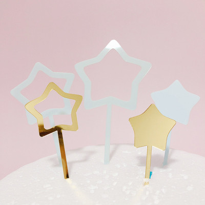 5 buc Ins New Wedding Acrilic Cake Topper Cute Star La mulți ani Cupcake Topper pentru petrecerea de aniversare Decoratiuni pentru tort Baby Shower