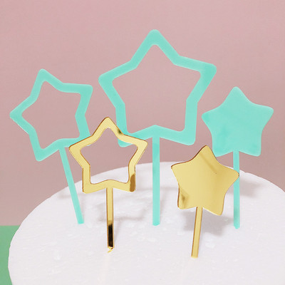 5 buc Ins New Wedding Acrilic Cake Topper Cute Star La mulți ani Cupcake Topper pentru petrecerea de aniversare Decoratiuni pentru tort Baby Shower