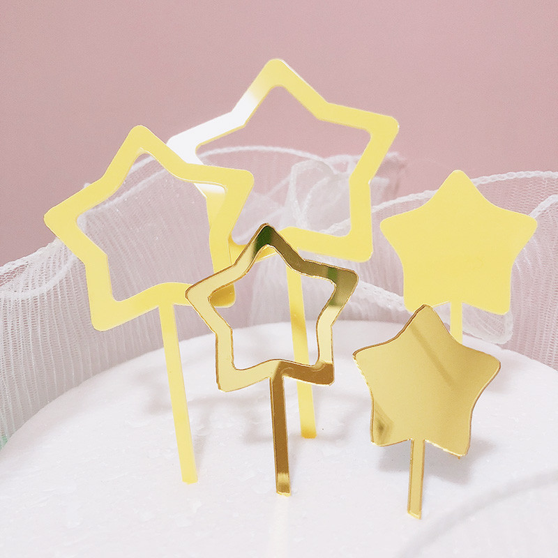 5 buc Ins New Wedding Acrilic Cake Topper Cute Star La mulți ani Cupcake Topper pentru petrecerea de aniversare Decoratiuni pentru tort Baby Shower