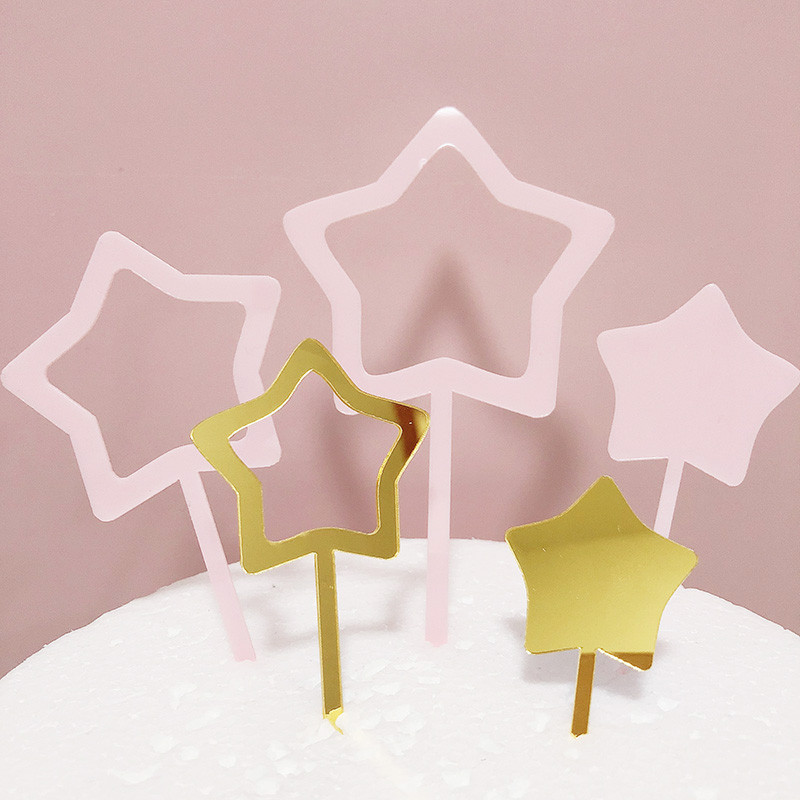 5 buc Ins New Wedding Acrilic Cake Topper Cute Star La mulți ani Cupcake Topper pentru petrecerea de aniversare Decoratiuni pentru tort Baby Shower