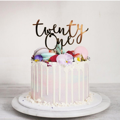 Arany 21 boldog születésnapi tortadísz, akril számok huszonegy akril tortafeltét a 21. születésnapi party tortadíszekhez