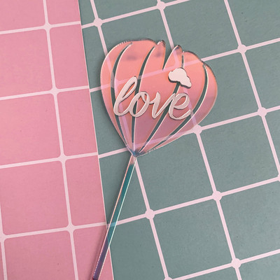 Akril kézzel írott szerelem Esküvői tortafedő arany Valentin-napi tortafedő zászlók Valentin-napi party tortadíszítéshez