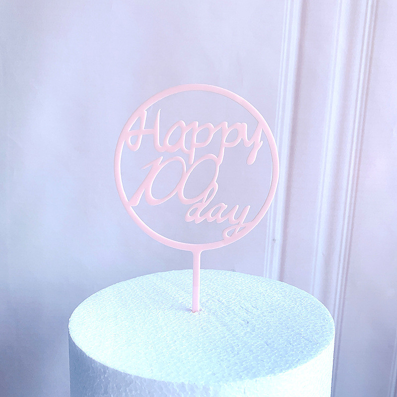 Új Happy 100 Days Akril Tortafedő Arany Rózsaszín Születésnapi Tortafedő Gyerekeknek Baba Születésnapi Party Tortadíszek Babazuhany