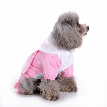 Fashion Cute Rabbit Dog Raincoat Αδιάβροχο μικρό παλτό βροχής με κουκούλα για κουτάβι Ροζ ολόσωμη φόρμα Ρούχα για σκύλους