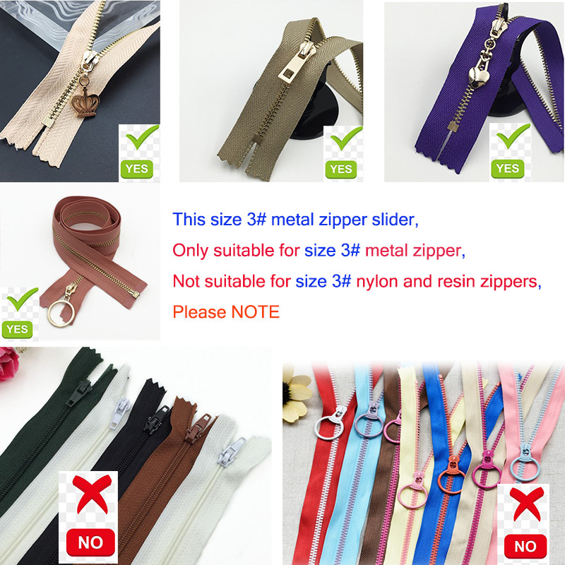 5gab Augstas kvalitātes 3# metāla zelta sudraba rāvējslēdzēja slīdņa galvas novilcējs DIY roku darbs soma Apavi rāvējslēdzējs Apģērbu aksesuāri P097