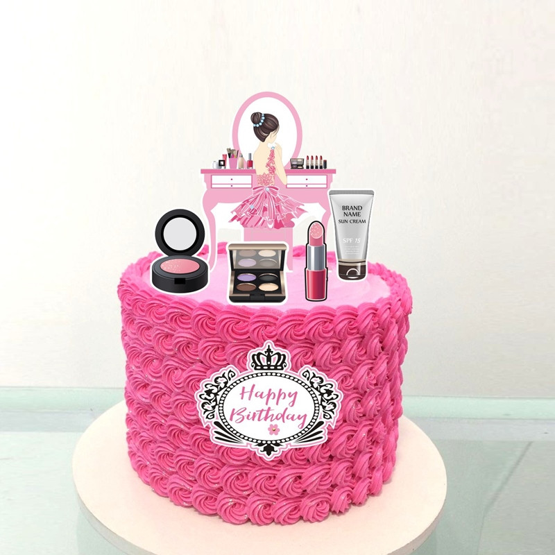 ins Happy Birthday Cake Topper meitenei augstpapēžu kurpes Lūpu krāsa Cupcake toppers kāzu dzimšanas dienas ballītei Deserts Dekorācija Kūkas dāvana