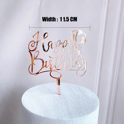 Akril rózsa arany korona Boldog születésnapot torta teteje torta betét díszítő kellékek Top Cupcak zászló születésnapi parti dekorációhoz