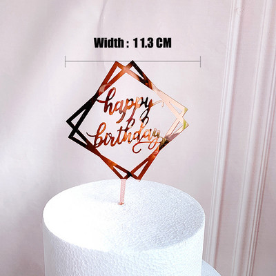Akril rózsa arany korona Boldog születésnapot torta teteje torta betét díszítő kellékek Top Cupcak zászló születésnapi parti dekorációhoz
