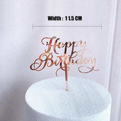 Akril rózsa arany korona Boldog születésnapot torta teteje torta betét díszítő kellékek Top Cupcak zászló születésnapi parti dekorációhoz
