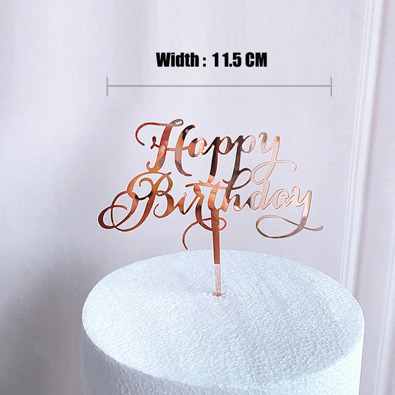 Akril rózsa arany korona Boldog születésnapot torta teteje torta betét díszítő kellékek Top Cupcak zászló születésnapi parti dekorációhoz
