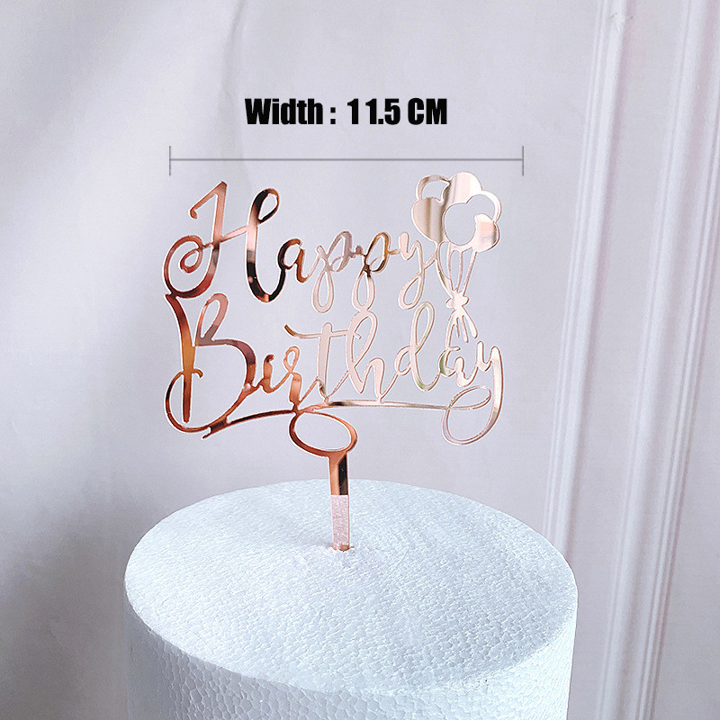 Akril rózsa arany korona Boldog születésnapot torta teteje torta betét díszítő kellékek Top Cupcak zászló születésnapi parti dekorációhoz