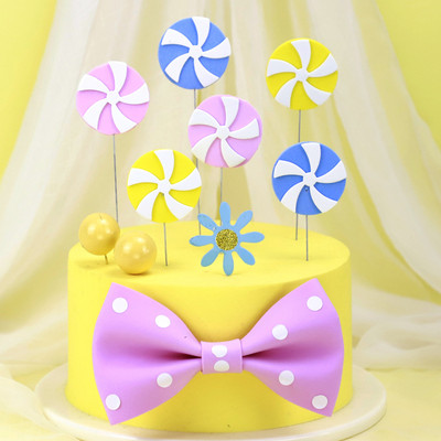 Нов розов и син бонбони за рожден ден Торта за торта Kids Happy Birthday Party Dessert flag Cupcake Toppers For Baby Shower Cake decoration