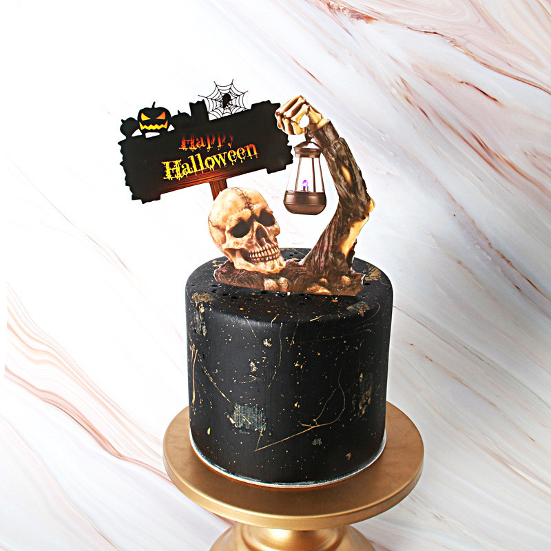1 komplekts Helovīna galvaskausa kūkas virsma ķirbju raganu slotas kūkas karogi Dekorācijas Helovīna bērnu ballīšu cepšanai.