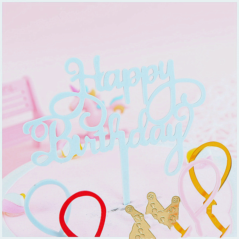 1gab. Zeltaini rozā akrila kūku virsma Ģimenes dzimšanas dienas ballītes dzimšanas dienas tortes karogi Izsmalcināti dzimšanas dienas kūku kūku toperi ballītes noformējums