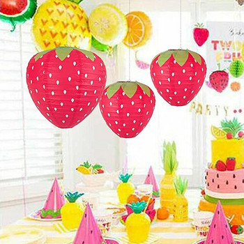 Хартиен фенер с гъби Детско парти HappyBirthday Декорация за детска градина Триизмерен фенер с гъби и ягоди