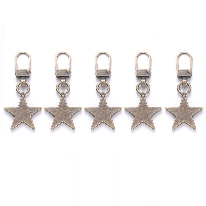 5 TK Õmblustõmblukud Tõmbur Star Südamekujuline Eemaldatav Metallist tõmblukuga liuguri paranduskomplektid kottide jaoks Seljakoti mantli tõmbluku tõmbevaheleht