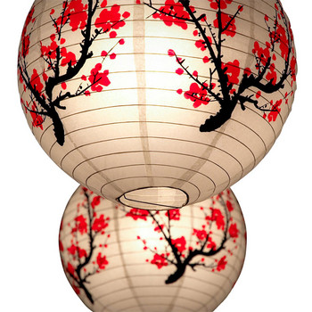 1 бр. 16 инча Big Fu китайски японски хартиен фенер Rose Cherry Flower lampion за китайска Нова година Сватба Висящ домашен декор