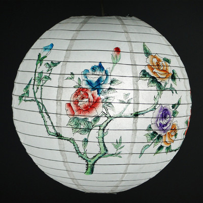 1 db 16 hüvelykes Big Fu kínai japán papírlámpás rózsa cseresznye virág lámpa kínai újévi esküvői függő lakberendezéshez