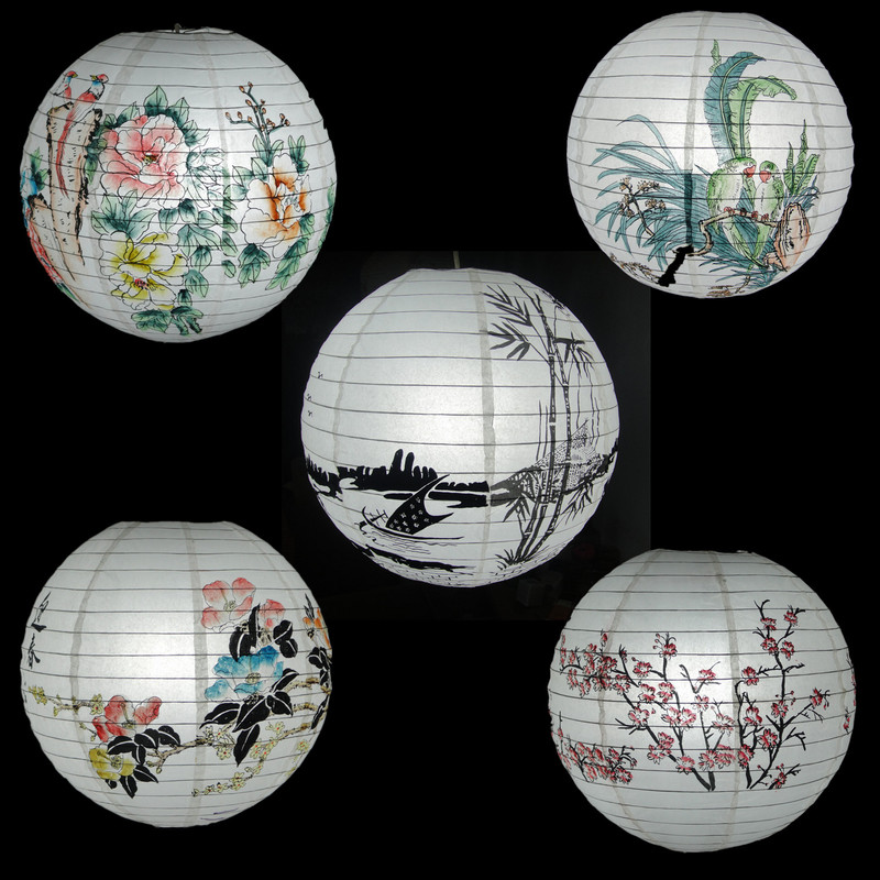 1 db 16 hüvelykes Big Fu kínai japán papírlámpás rózsa cseresznye virág lámpa kínai újévi esküvői függő lakberendezéshez