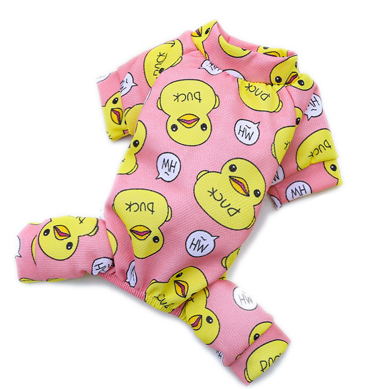 Kisállat kutya jumpsuit pizsama rajzfilm sárga kacsa design tréningruha kutya kölyök nadrág póló Macska kutya ruhák tavasszal nyáron ősszel