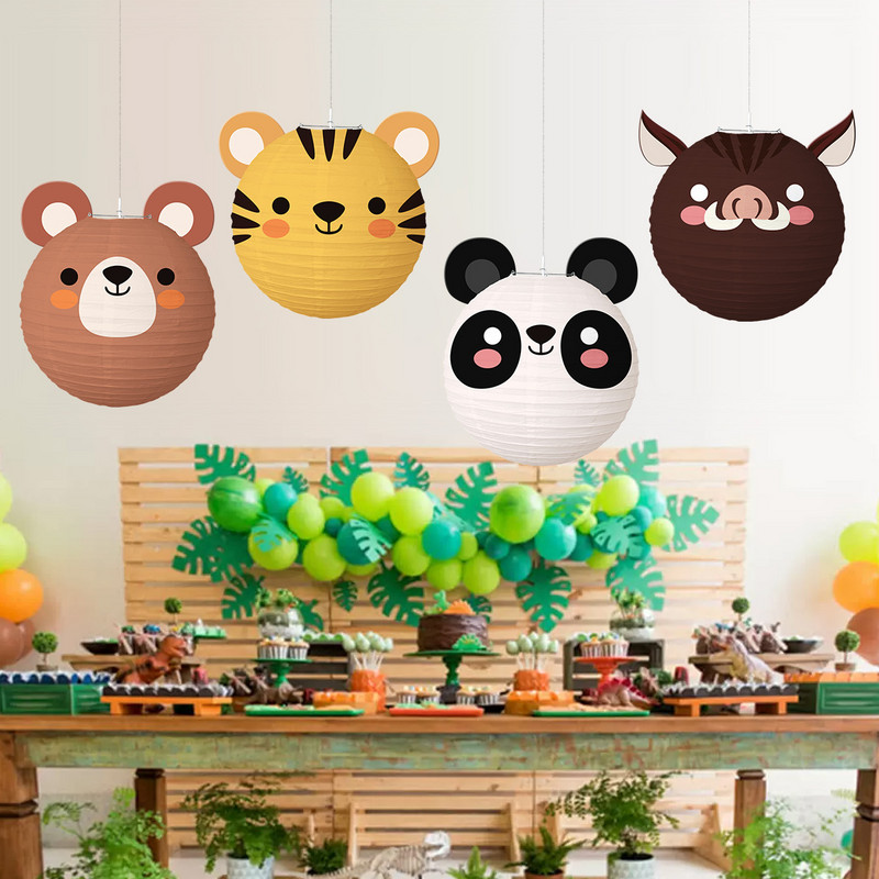 Dzīvnieki Woodland Papīra laternas Dzimšanas dienas svinību dekorēšana Bērni Meža safari Džungļu ballīšu piederumi Baby Shower Festivāla laterna