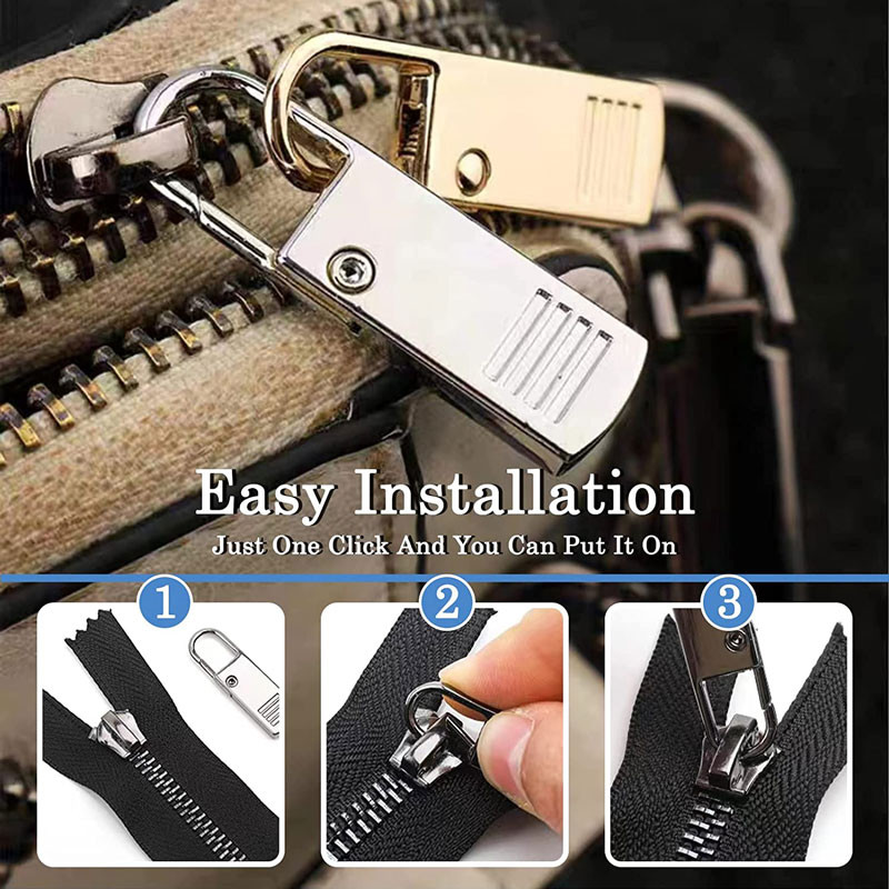 5db Cipzárhúzó csere Levehető cipzár húzófülek Fém cipzárhúzó kabátokhoz Farmerek Pénztárcák Kézitáskák Hátizsákok Csomagok