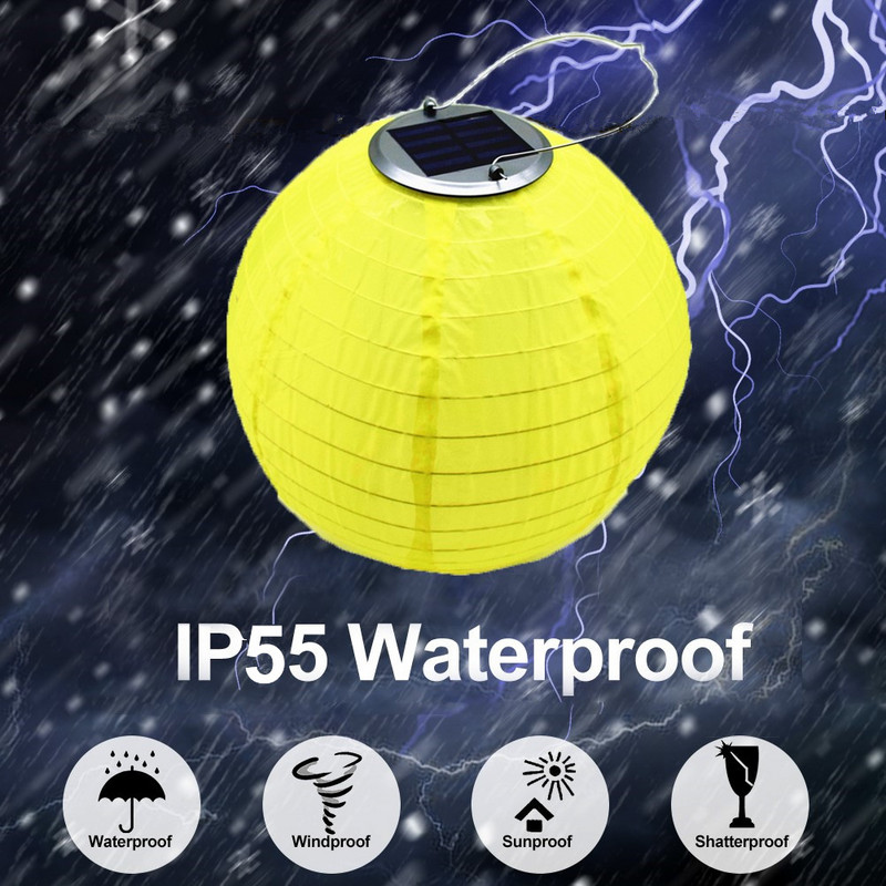 1 buc. Lanternă solară cu LED-uri pentru curte, 30 cm, cu lumină rotundă, colorată, cu LED-uri, lampă suspendată, rezistentă la apă, pentru decorarea grădinii în aer liber.