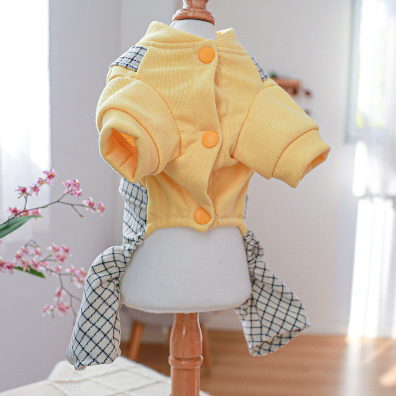 Kockás nadrágtartó Hám Overall Kutya és Kisállat Ruha Nyári Tavaszi viselet Aranyos Medve Jumper Ruházat Kölyköknek Állat Cica Macska Mopsz