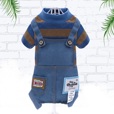 Tavaszi őszi kutyaruhák Csíkos kisállat kutyakabát Jumpsuit kistestű kutyáknak Chihuahua mopsz uszkár kockás nadrág kapucnis pulcsi