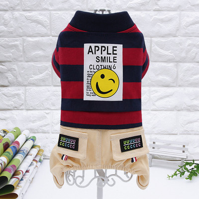 Tavaszi őszi kutyaruhák Csíkos kisállat kutyakabát Jumpsuit kistestű kutyáknak Chihuahua mopsz uszkár kockás nadrág kapucnis pulcsi