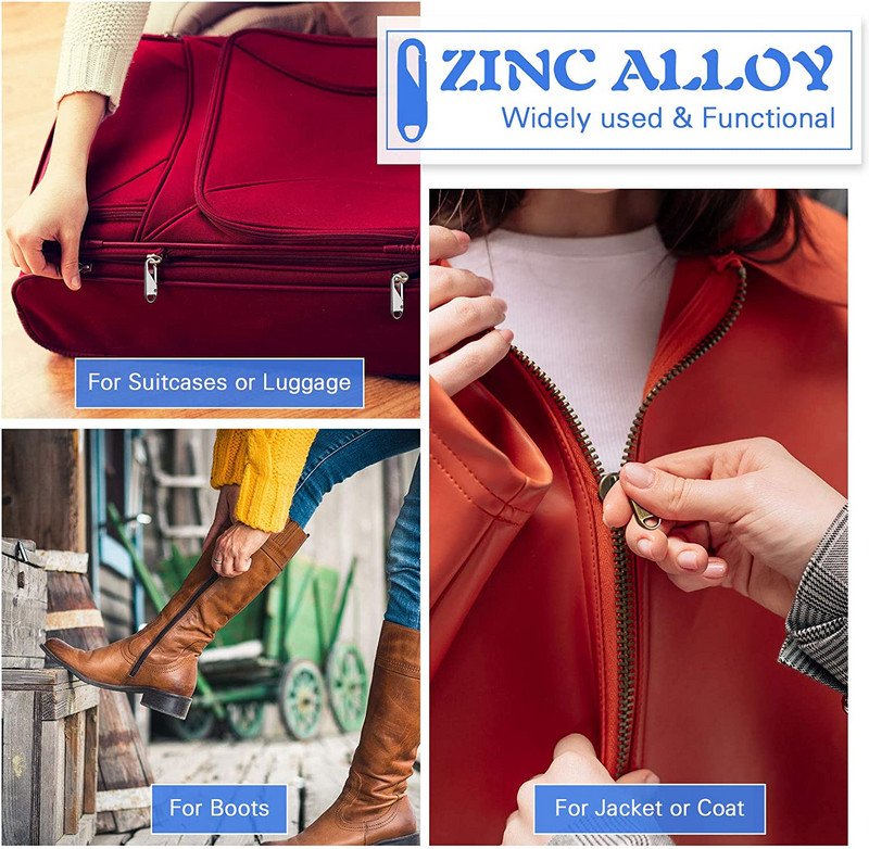 5 db fém cipzáros csúszka lehúzó azonnali cipzárjavító készlet csere törött csatos utazótáska cipzáros fejéhez barkács varrás