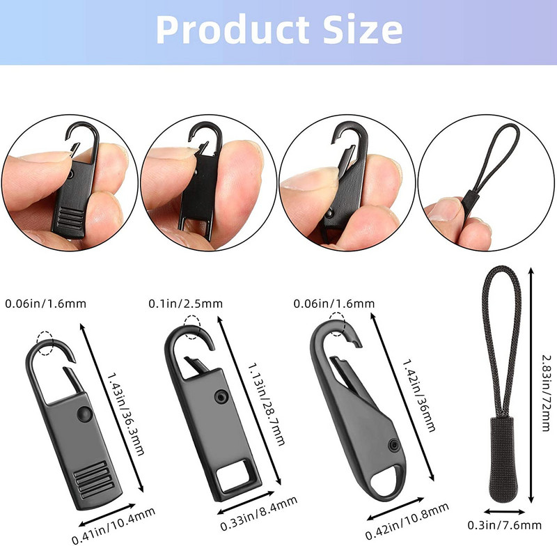 5 db fém cipzáros csúszka lehúzó azonnali cipzárjavító készlet csere törött csatos utazótáska cipzáros fejéhez barkács varrás