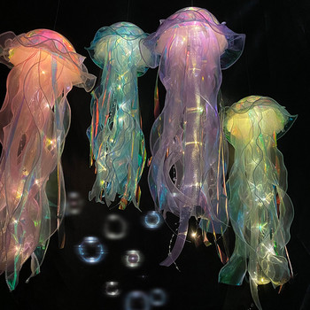 22*55cm Цветен фенер с медузи Ocean Animals Happy Under The Sea Тема Birthday Party Decor Медуза с фенер Реквизит за снимки