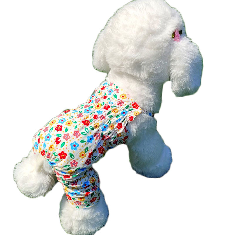 Pijamale florale pentru câini bretele Haine de vară pentru cățeluși pentru câini de talie mică, pantaloni subțiri pentru țânțari, pantaloni, salopetă pisicuță, costum de pijama