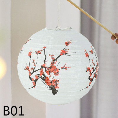 1db Szilva, Lótusz Antik Lámpás Kínai Kerek Papír Lámpás Party Ajándék Kézműves DIY Lámpák Lámpaernyő Függő Lámpás Golyó Dekor