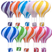 12 collu 30 cm varavīksnes karstā gaisa balona laterna, salokāma piekarināma groza festivāla papīra laterna DIY dzimšanas dienas ballītes dekorēšana