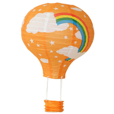 12 collu 30 cm varavīksnes karstā gaisa balona laterna, salokāma piekarināma groza festivāla papīra laterna DIY dzimšanas dienas ballītes dekorēšana