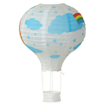 12 collu 30 cm varavīksnes karstā gaisa balona laterna, salokāma piekarināma groza festivāla papīra laterna DIY dzimšanas dienas ballītes dekorēšana