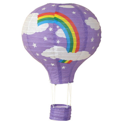 12 collu 30 cm varavīksnes karstā gaisa balona laterna, salokāma piekarināma groza festivāla papīra laterna DIY dzimšanas dienas ballītes dekorēšana