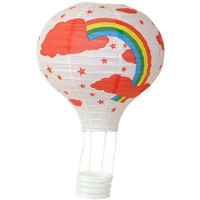 12 collu 30 cm varavīksnes karstā gaisa balona laterna, salokāma piekarināma groza festivāla papīra laterna DIY dzimšanas dienas ballītes dekorēšana