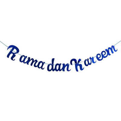 EID Mubarak Banner Csillogó Csillag Hold Levél Papír Sármány Füzér Iszlám Muszlim Party Ramadan Kareem Otthoni dekorációk 2022