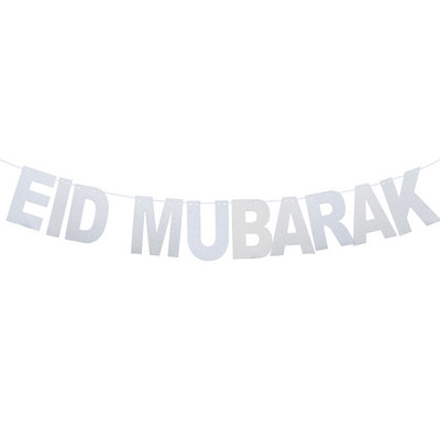 EID Mubarak Banner Csillogó Csillag Hold Levél Papír Sármány Füzér Iszlám Muszlim Party Ramadan Kareem Otthoni dekorációk 2022