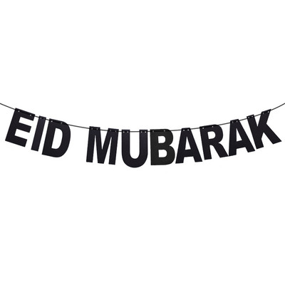 EID Mubarak Banner Csillogó Csillag Hold Levél Papír Sármány Füzér Iszlám Muszlim Party Ramadan Kareem Otthoni dekorációk 2022