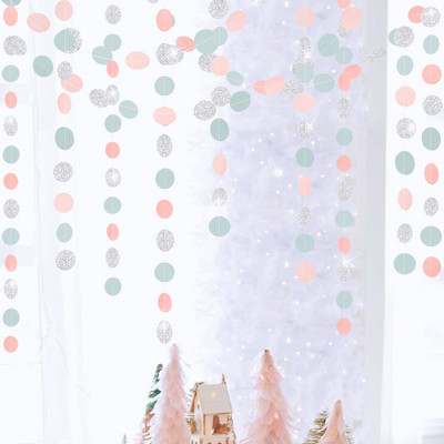 13ft Sivo Plavo Zeleno Srebrni Papirnati Kružni Girlande Dekoracije za Rustikalno Vjenčanje Rođendanske Dekoracije Na Zid Viseće Točke Streamer